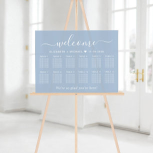 Panneau En Acrylique Chic Welcome Dusty Blue 12 Table Mariage Siège