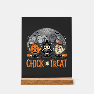 Panneau En Acrylique Chick or Treat Mignon Design de Cimetière Hallowee