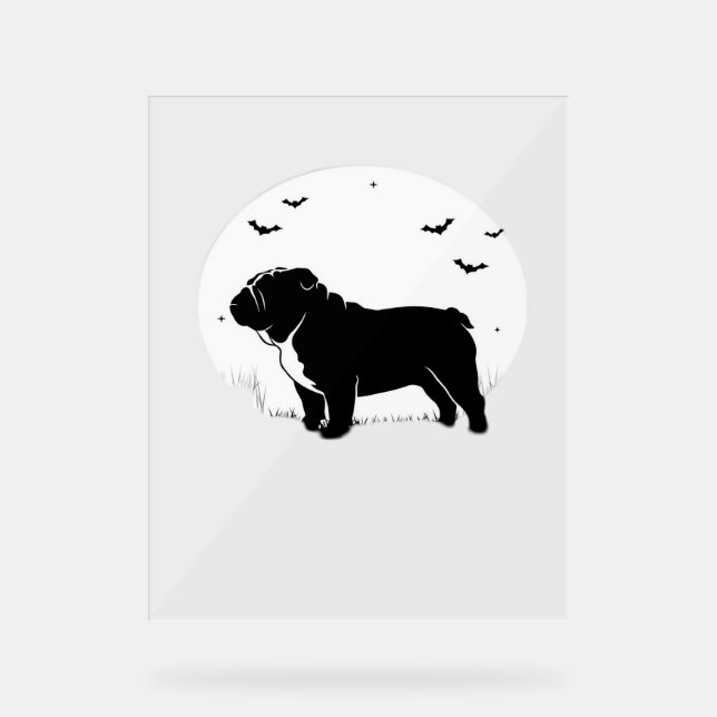 Panneau En Acrylique Chien à Chien - Halloween Moon Silhouette Ov (Recto)