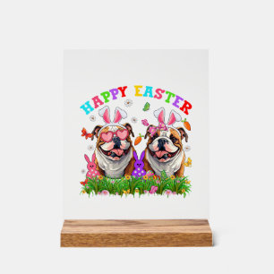 Panneau En Acrylique Chien bouledogue anglais mignon et œufs oreilles d