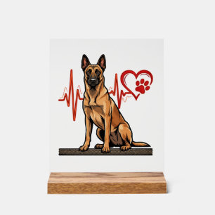 Panneau En Acrylique Chien de berger belge Battement de coeur Patte Coe