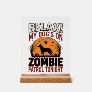Panneau En Acrylique Chien de patrouille zombie Halloween Gravure vinta