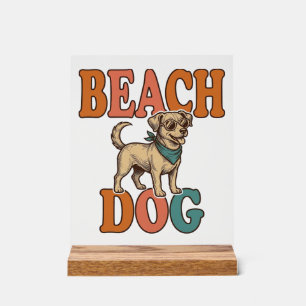 Panneau En Acrylique Chien de plage gravure vintage graphisme_1