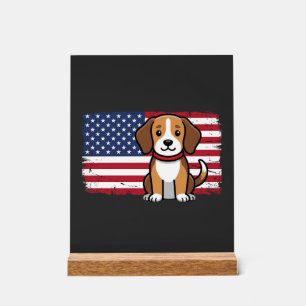 Panneau En Acrylique Chien Drapeau Américain Vectoriel Patriotique