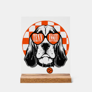 Panneau En Acrylique Chien Hound Tennessee Orange Blanc Rocky Top TN