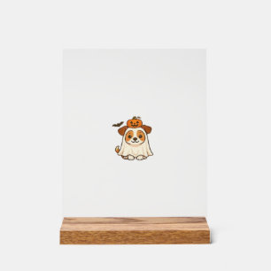 Panneau En Acrylique Chien Kawaii Halloween � Citrouille Fantôme Chiot