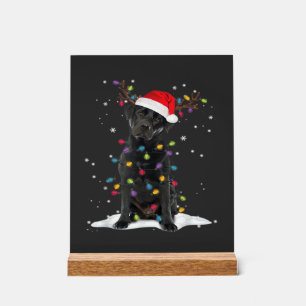 Panneau En Acrylique Chien Labrador noir Noël Arbre de Noël Lumière Cla