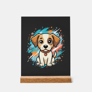 Panneau En Acrylique Chien mignon éclaboussure de peinture Art vectorie