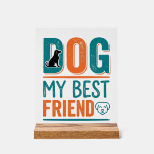 Panneau En Acrylique Chien Mon Meilleur Ami Vintage T-Shirt Design pour