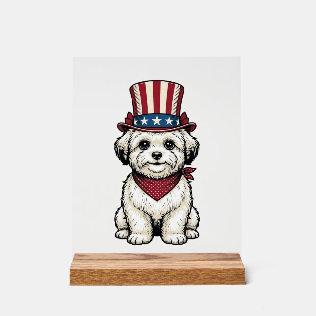 Panneau En Acrylique Chien Patriotique Gravure Vintage Design Vectoriel (Recto)