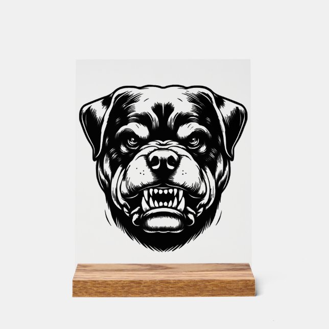 Panneau En Acrylique Chien Rottweiler  (Recto)