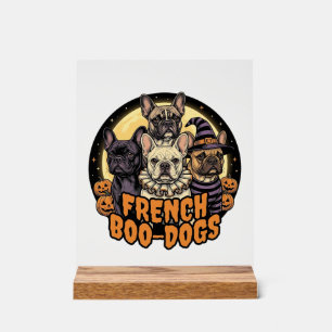 Panneau En Acrylique Chiens Boo-Français Halloween Design Bouledogue Fr