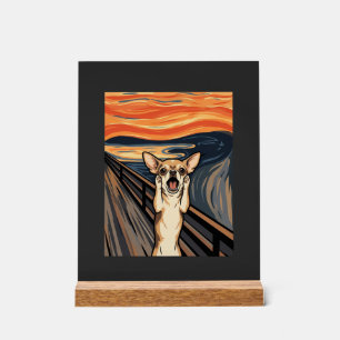 Panneau En Acrylique Chihuahua Cri Expressionniste Art Chien_1
