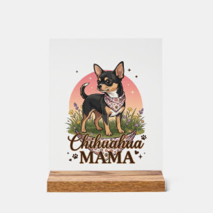 Panneau En Acrylique Chihuahua Mama Chien Bandana Floral Rose_1
