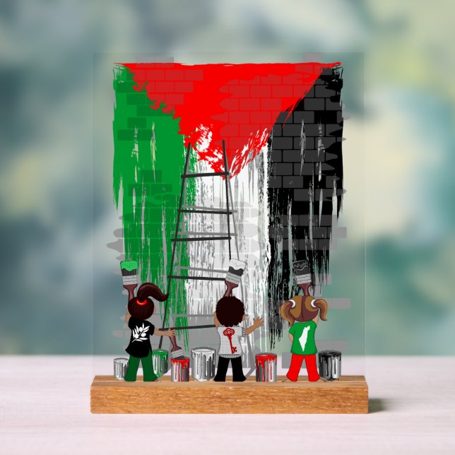 Panneau En Acrylique Children of Gaza Painting Palestine Flag  (Neutre)