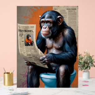 Panneau En Acrylique Chimp Pourcentage sur le trône" - Unique Animal Ar