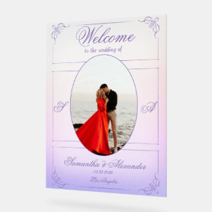 Panneau En Acrylique Chinoiserie Purple Rose Mariage victorien Bienvenu