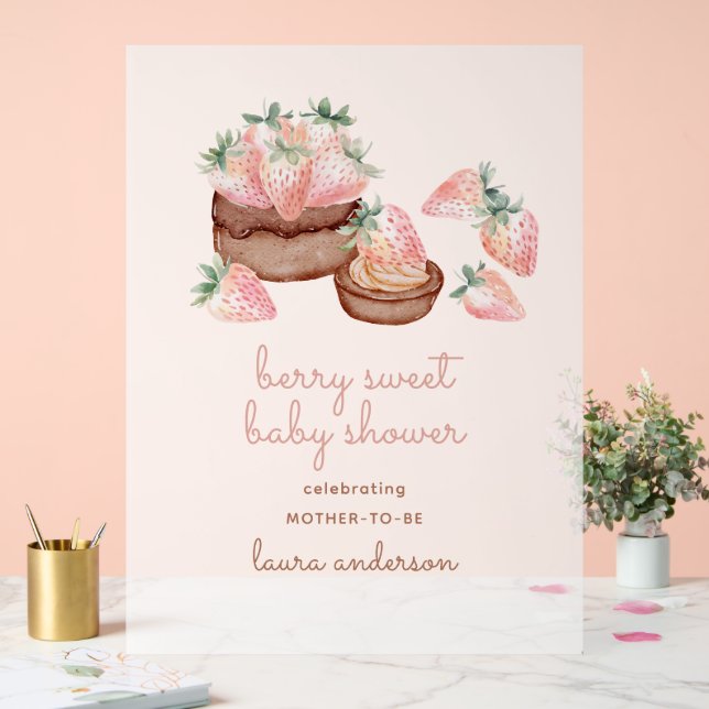 Panneau En Acrylique Chocolate Cake Berry Sweet Baby Shower (Mariage)