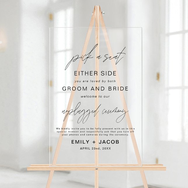 Panneau En Acrylique Choisir Un Siège De Chaque Côté Mariage (Créateur téléchargé)