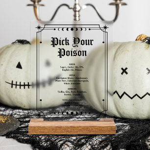 Panneau En Acrylique Choisissez votre poison Halloween barre Mariage