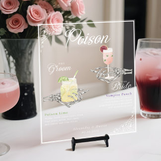 Panneau En Acrylique Choisissez votre poison Skeleton Bride & Groom Coc
