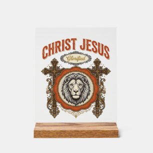 Panneau En Acrylique Christ Jésus Lion Vintage Foi