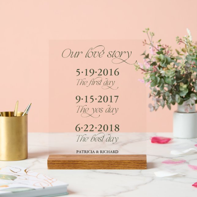 Panneau En Acrylique Chronologie de Mariage de Couple (Mariage)