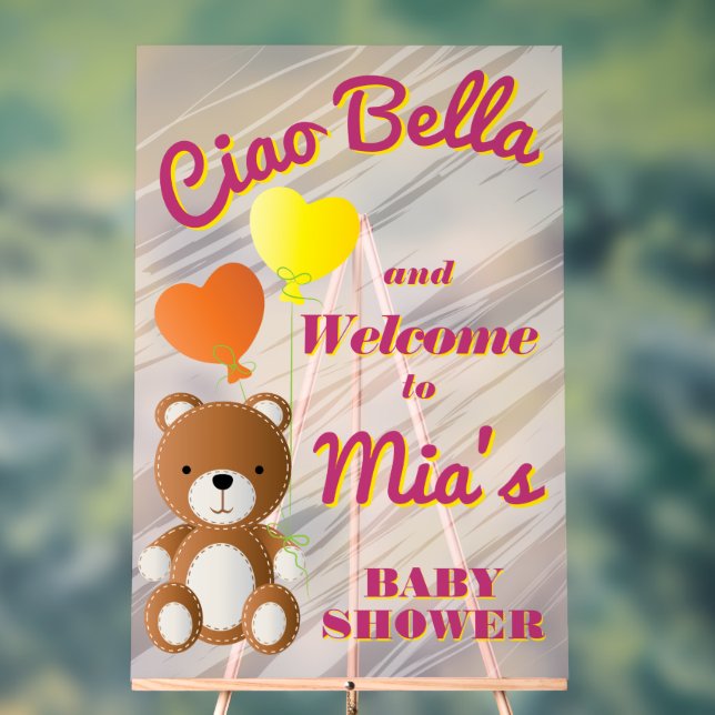 Panneau En Acrylique Ciao Bella shower de bébé fille  (Neutre)