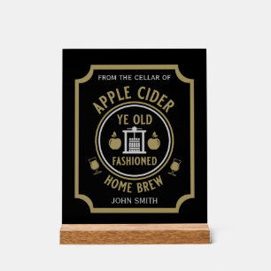 Panneau En Acrylique Cidre Rustique Pomme Boissons Personnalisées