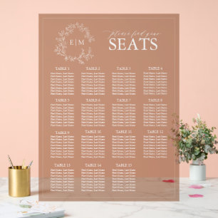 Panneau En Acrylique Cimetière en terre cuite Monogramme Mariage Siège