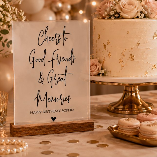Panneau En Acrylique Cinquante ans et Fabuleux Script 50e Anniversaire  (birthday party decor Fifty and Fabulous Script Birthday Sign cheers to good friends great  memories)