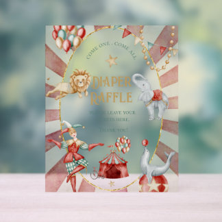 Panneau En Acrylique Circus Carnival Baby Shower Diaper Raffle