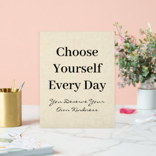 Panneau En Acrylique Citation Boho Linen d'amour de soi chaque jour