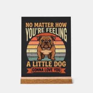 Panneau En Acrylique Citation d'amour de bouledogue drôle Rétro Chien