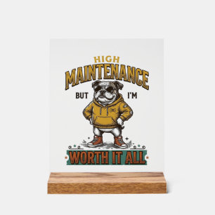 Panneau En Acrylique Citation de Bulldog drôle T-Shirt Gravure Vintage 
