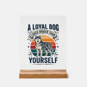 Panneau En Acrylique Citation de chien Husky Gravure vintage Design pou