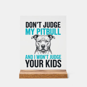 Panneau En Acrylique Citation drôle de Pitbull Gravure vintage Design d