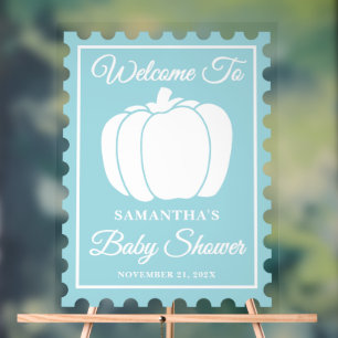 Panneau En Acrylique Citrouille bleu Postage Baby shower accueil