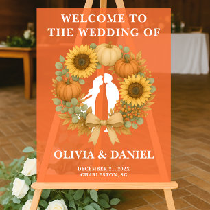 Panneau En Acrylique Citrouille de tournesol rustique Mariage de automn