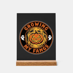 Panneau En Acrylique Citrouille d'Halloween de fantôme de dessin de cro