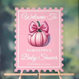 Panneau En Acrylique Citrouille Postage Bow Baby shower Bienvenue