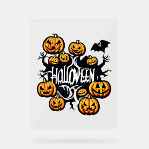 Panneau En Acrylique Citrouilles d'Halloween