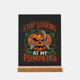 Panneau En Acrylique Citrouilles qui arrêtent de fixer Halloween Mains