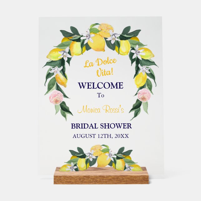 Panneau En Acrylique Citrus Citrus Citron Fête des mariées bleue (Recto)