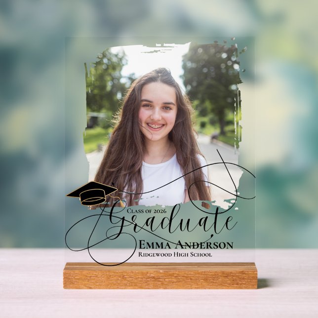 Panneau En Acrylique Class of 2026 Graduation Photo Keepsake Gift (Personalized Graduation Photo Acrylic Sign – Class of 2026 Keepsake Display)