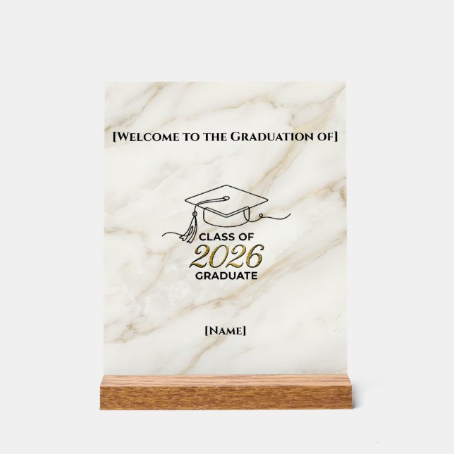 Panneau En Acrylique Class of 2026 Graduation / Señal de Mesa  (Recto)