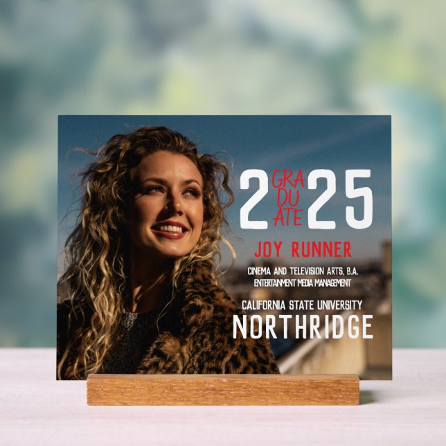 Panneau En Acrylique Classe moderne audacieuse de 2025 - Diplôme photo (Neutre)