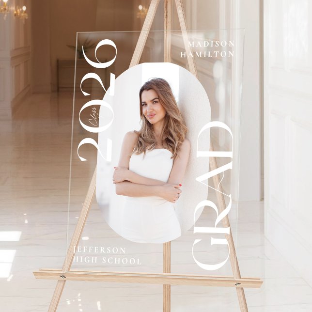 Panneau En Acrylique Classe moderne de 2025 Photo Graduation Welcome (Créateur téléchargé)