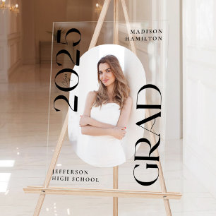 Panneau En Acrylique Classe moderne de 2025 Photo Graduation Welcome