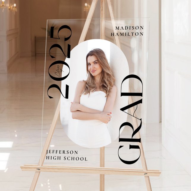 Panneau En Acrylique Classe moderne de 2025 Photo Graduation Welcome (Créateur téléchargé)